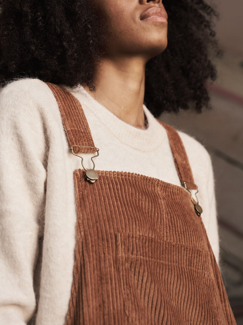 detail soft cord dungarees