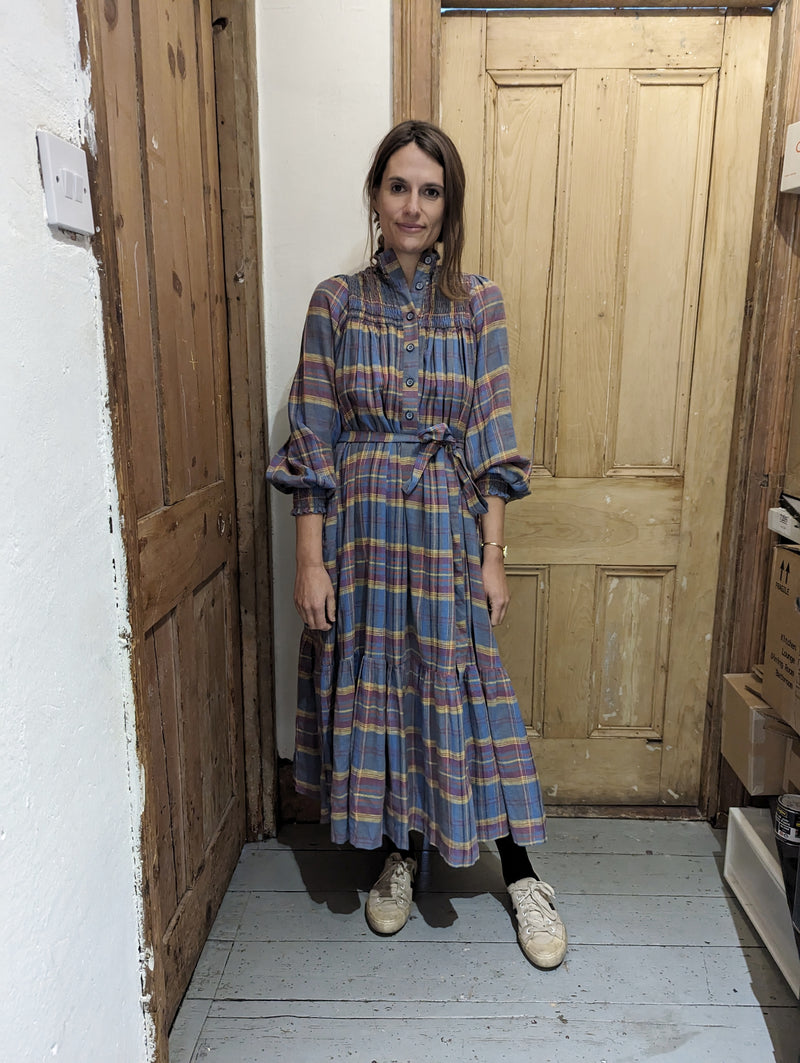 Phoebe blue check (Small and medium)