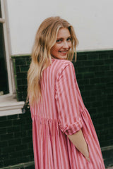Cleo Dress Pink Stripe