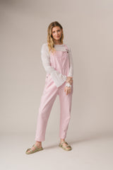 Doris Dungarees Pink Cotton Canvas