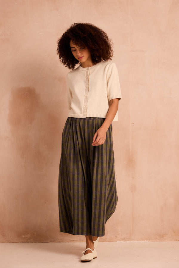 Clem Culottes in Green Cotton Check