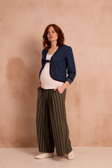 fitted indigo jacket with tie front