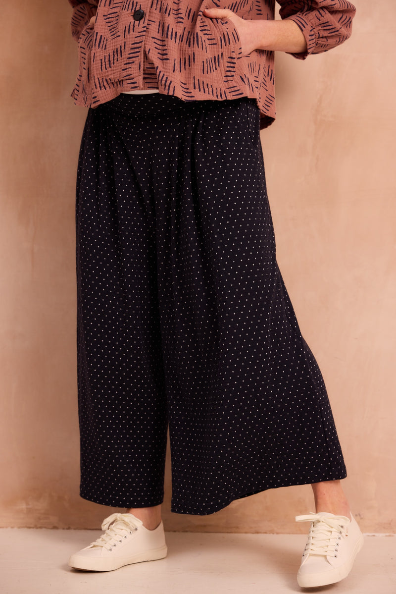 Clem Culottes in Navy Spot Jersey