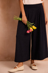 Clem Culottes in Navy Spot Jersey