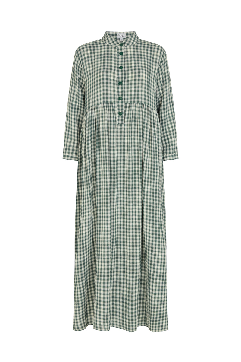 Green checked maxi dress cut out