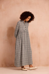 Green checked maxi dress