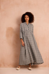 Green checked maxi dress