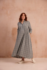 Green checked maxi dress