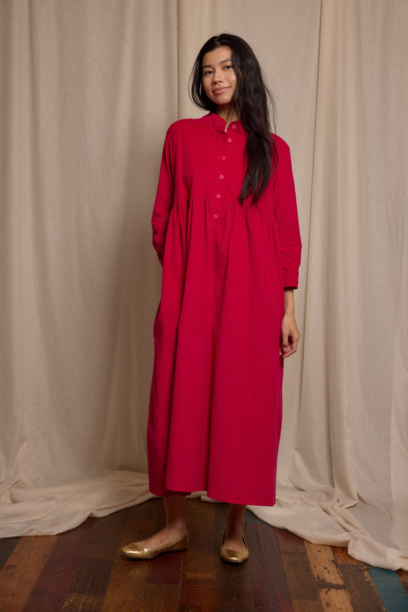 Cleo Dress Fuchsia Needlecord