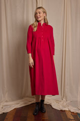 Cleo Dress Fuchsia Needlecord