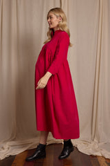 Cleo Dress Fuchsia Needlecord