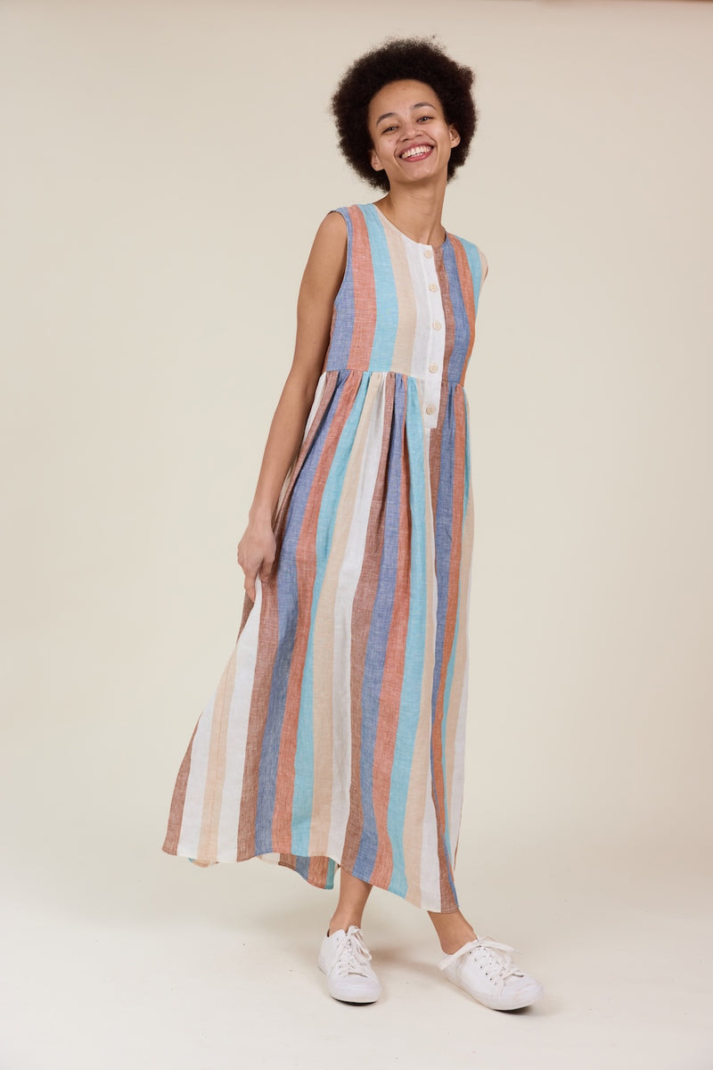 Sylvie Dress Linen Stripe