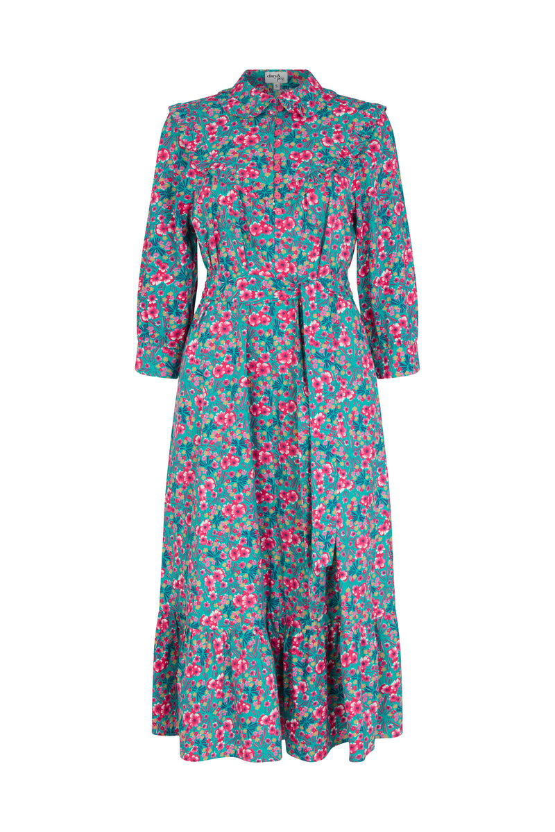 floral dress with frill detail cut out