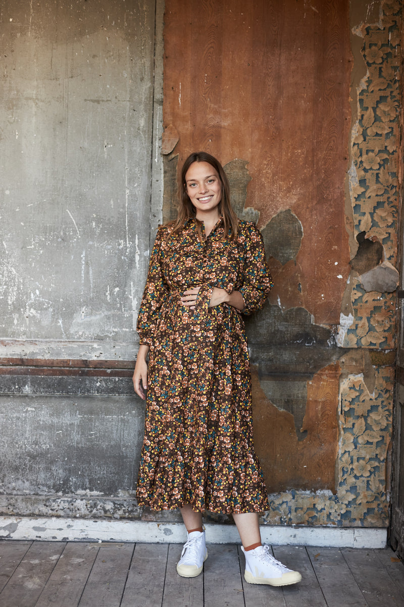 70s floral print dress for pregnancy