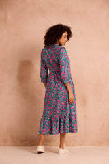 floral dress with frill detail back