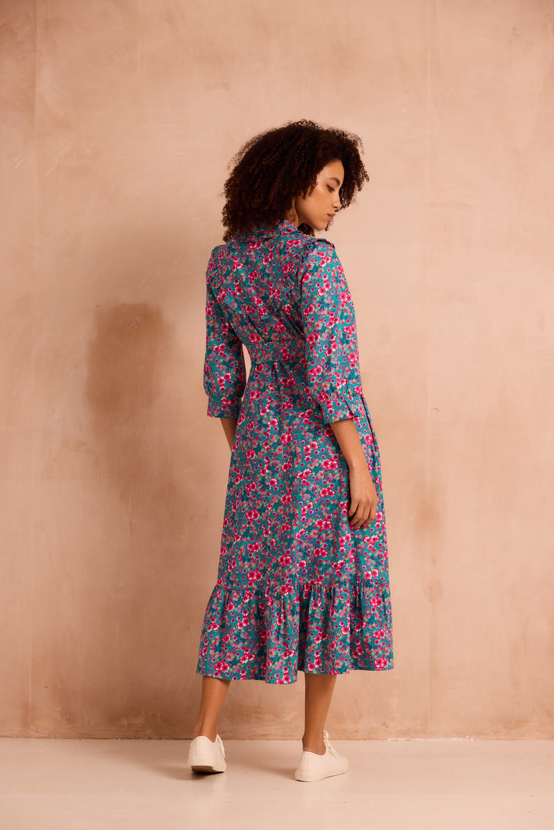 floral dress with frill detail back