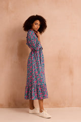 floral dress with frill detail side