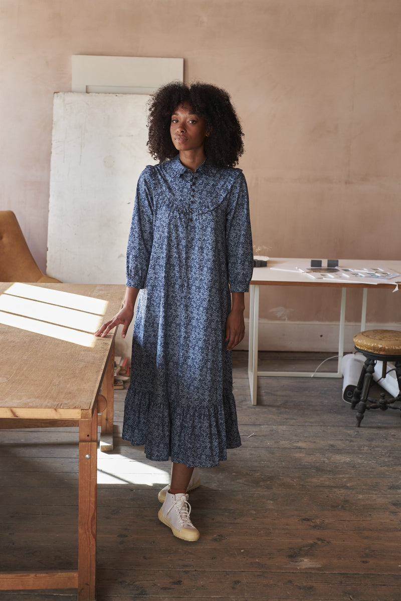 Blue floral prairie dress