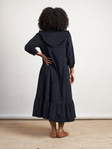 back detail navy needlecord dress