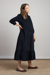 navy needlecord maternity dress