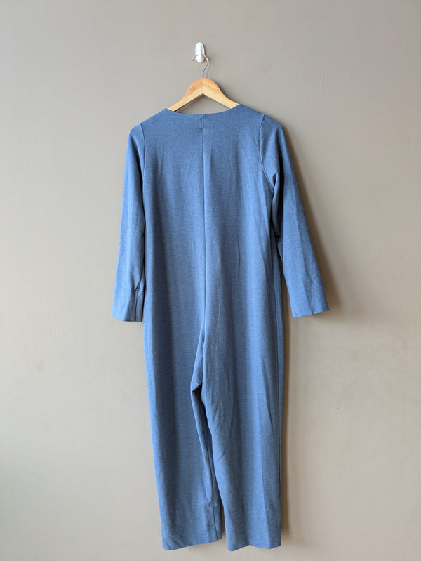 Dash Jumpsuit in Blue Cotton Jersey (Petite and Large)