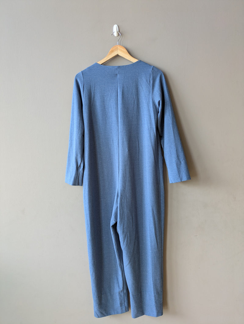 Dash Jumpsuit in Blue Cotton Jersey (Petite and Large)