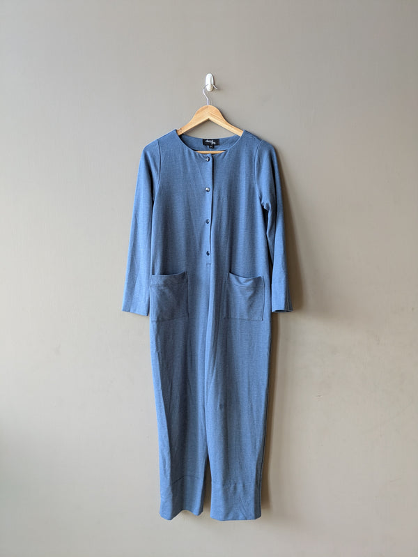 Dash Jumpsuit in Blue Cotton Jersey (Petite and Large)