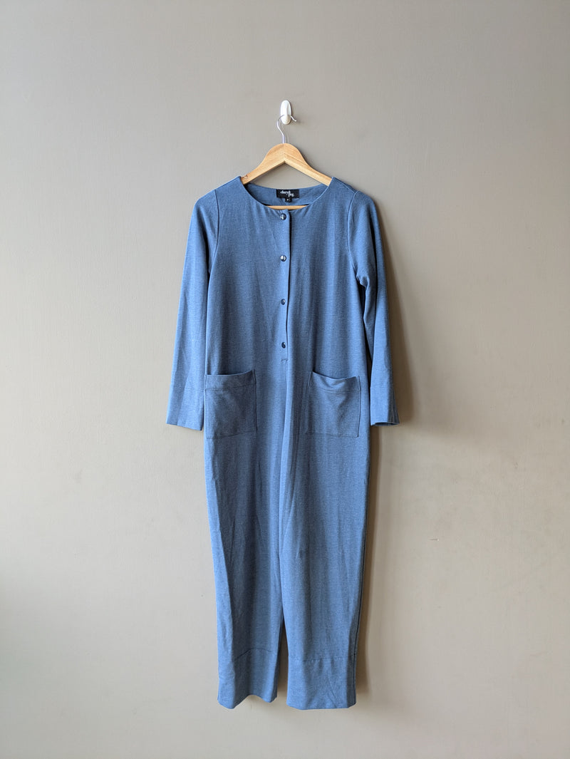 Dash Jumpsuit in Blue Cotton Jersey (Petite and Large)