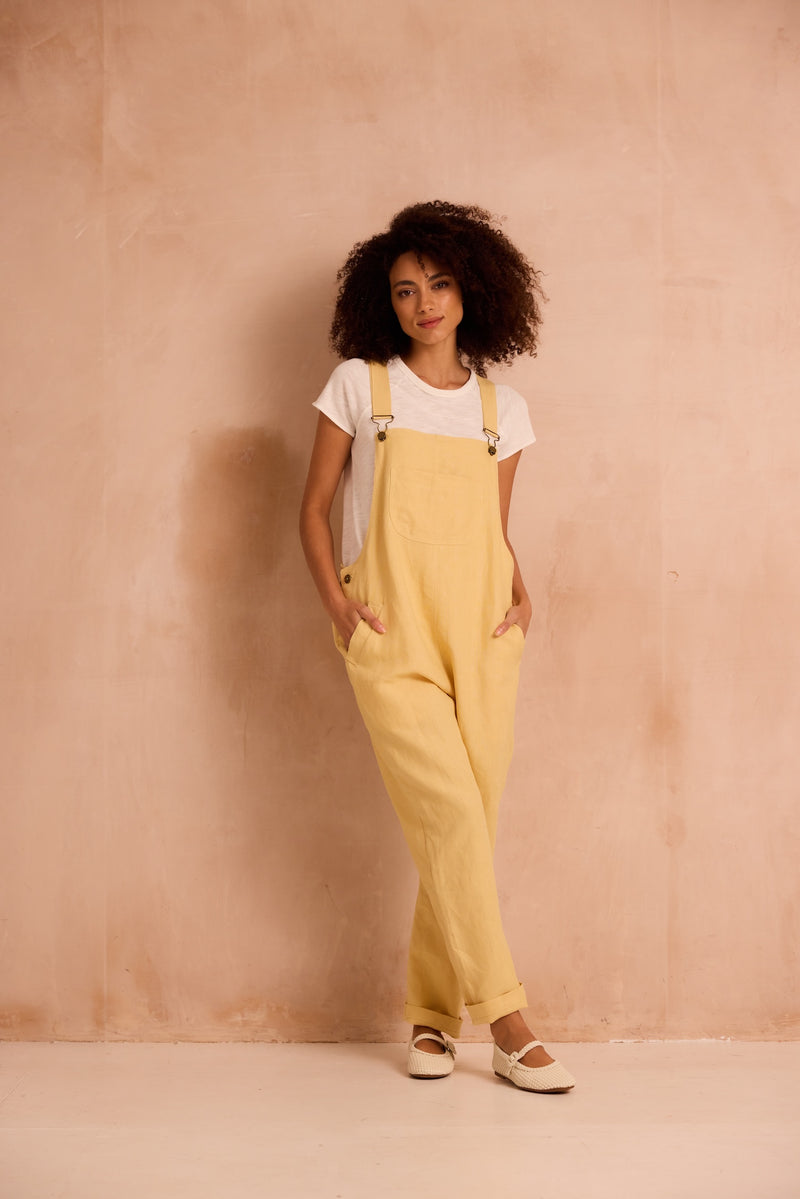 Poppy Delevingne X Clary & Peg Doris Dungarees Lemon Yellow