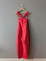 Doris Dungarees Red Linen (Small and Large)