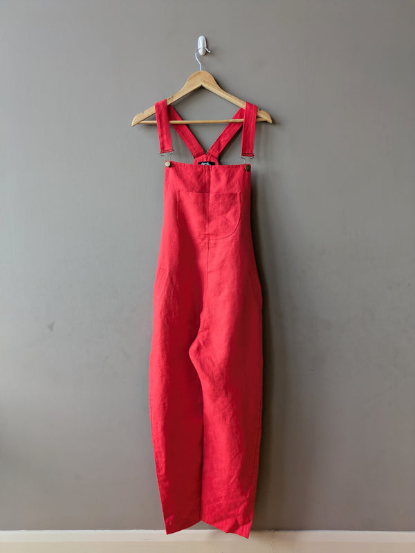 Doris Dungarees Red Linen (Small and Large)