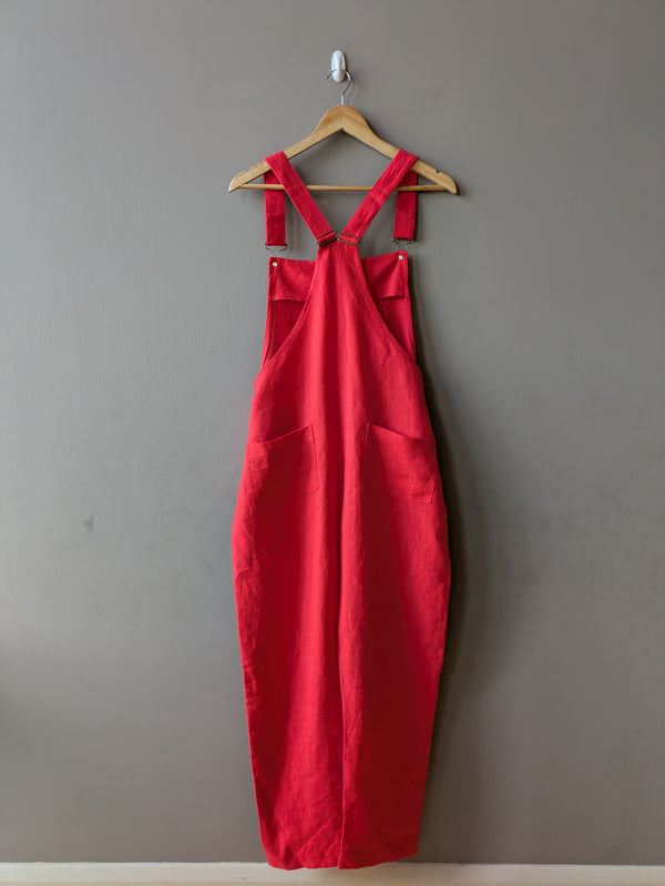 Doris Dungarees Red Linen (Small and Large)