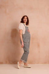 striped indigo dungarees side