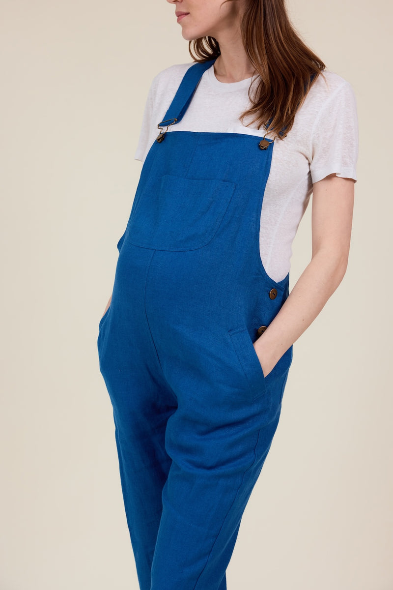 Doris Dungarees in French Navy Linen