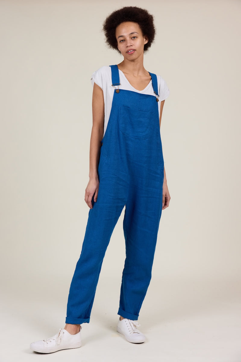 Doris Dungarees in French Navy Linen