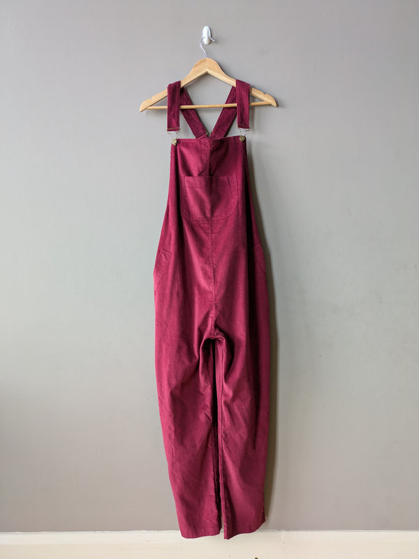 Doris Dungarees Raspberry Needlecord (Medium and Large)