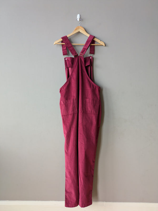Doris Dungarees Raspberry Needlecord (Medium and Large)