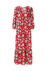 long dress in vintage red floral