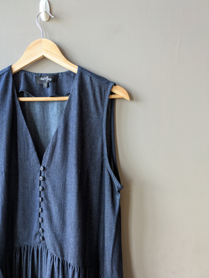 Edith Denim Chambray Pinafore (Large)