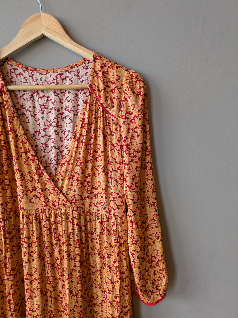 Eva Dress Red and Yellow Floral (Small)