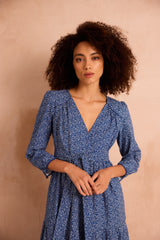 Poppy Delevingne X Clary & Peg Eva Dress Blue Floral Vine