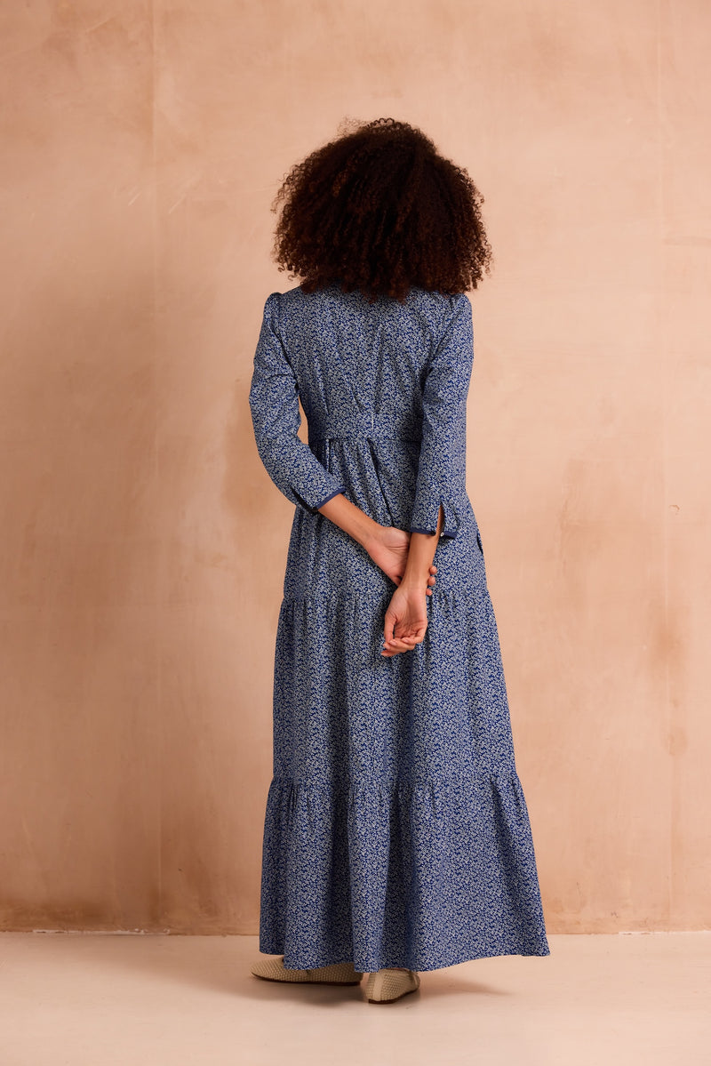 Poppy Delevingne X Clary & Peg Eva Dress Blue Floral Vine