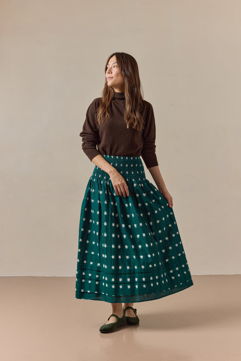 Finch Skirt Emerald Ikat