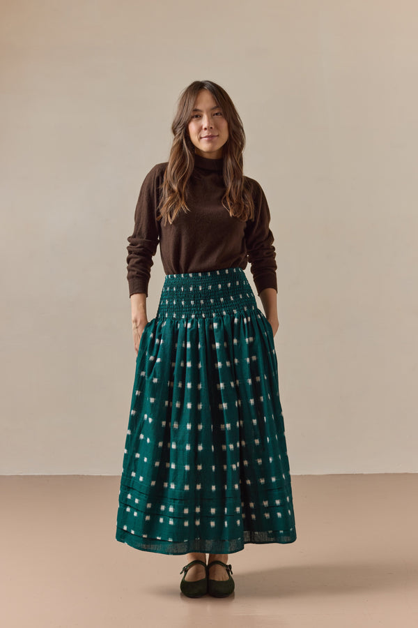 Finch Skirt Emerald Ikat