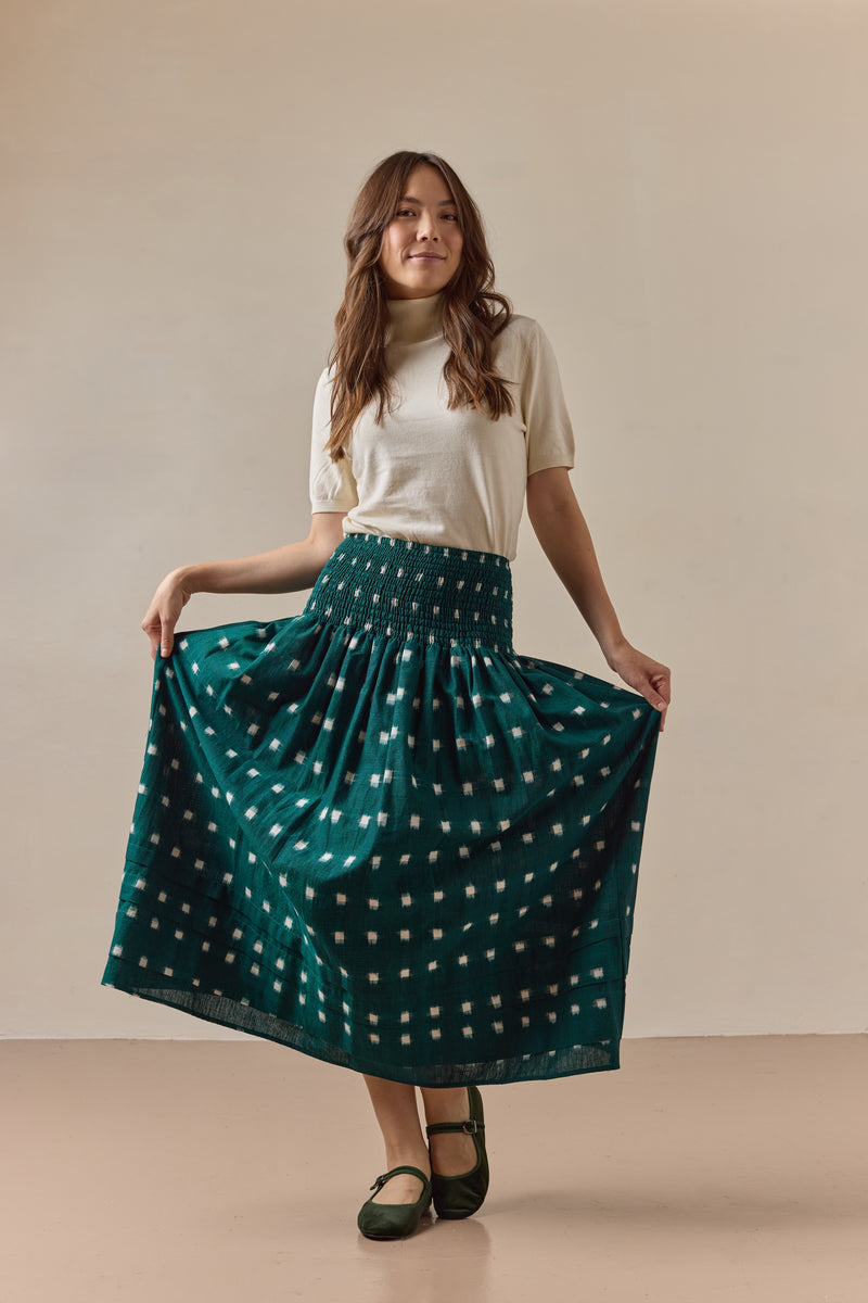Finch Skirt Emerald Ikat