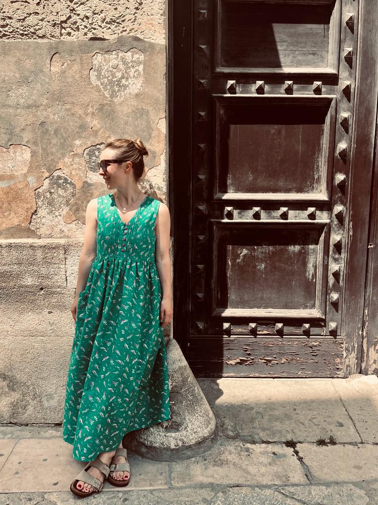 Patti Dress in Emerald Green Print