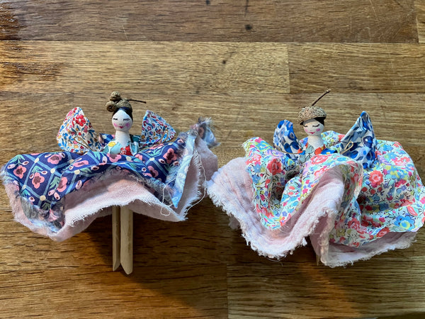Christmas Liberty Print Peg Fairy Tree Decorations