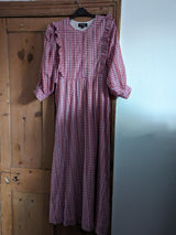 Pink Gingham dress with frill (Small)
