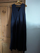 Edith pinafore navy linen (Small)