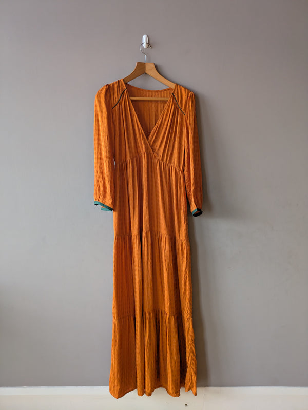 Eva Dress Copper with green trim (Small)